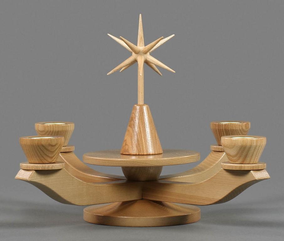 Adventsleuchter mit Stern, natur, für Kerzen d22mm