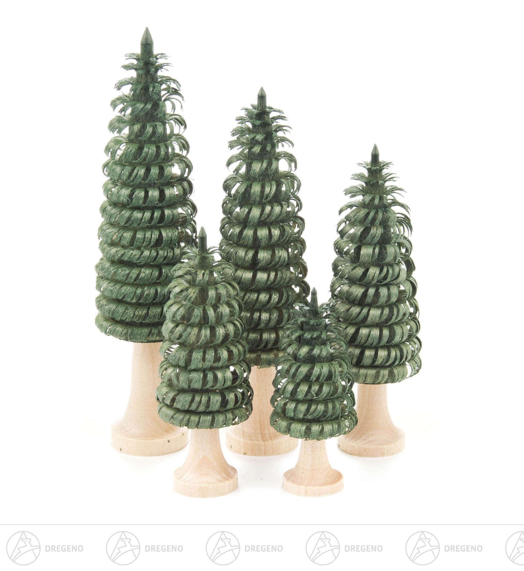 Ringelbäume mit Stamm grün, 5/6,5/8/9,5/11cm (5)