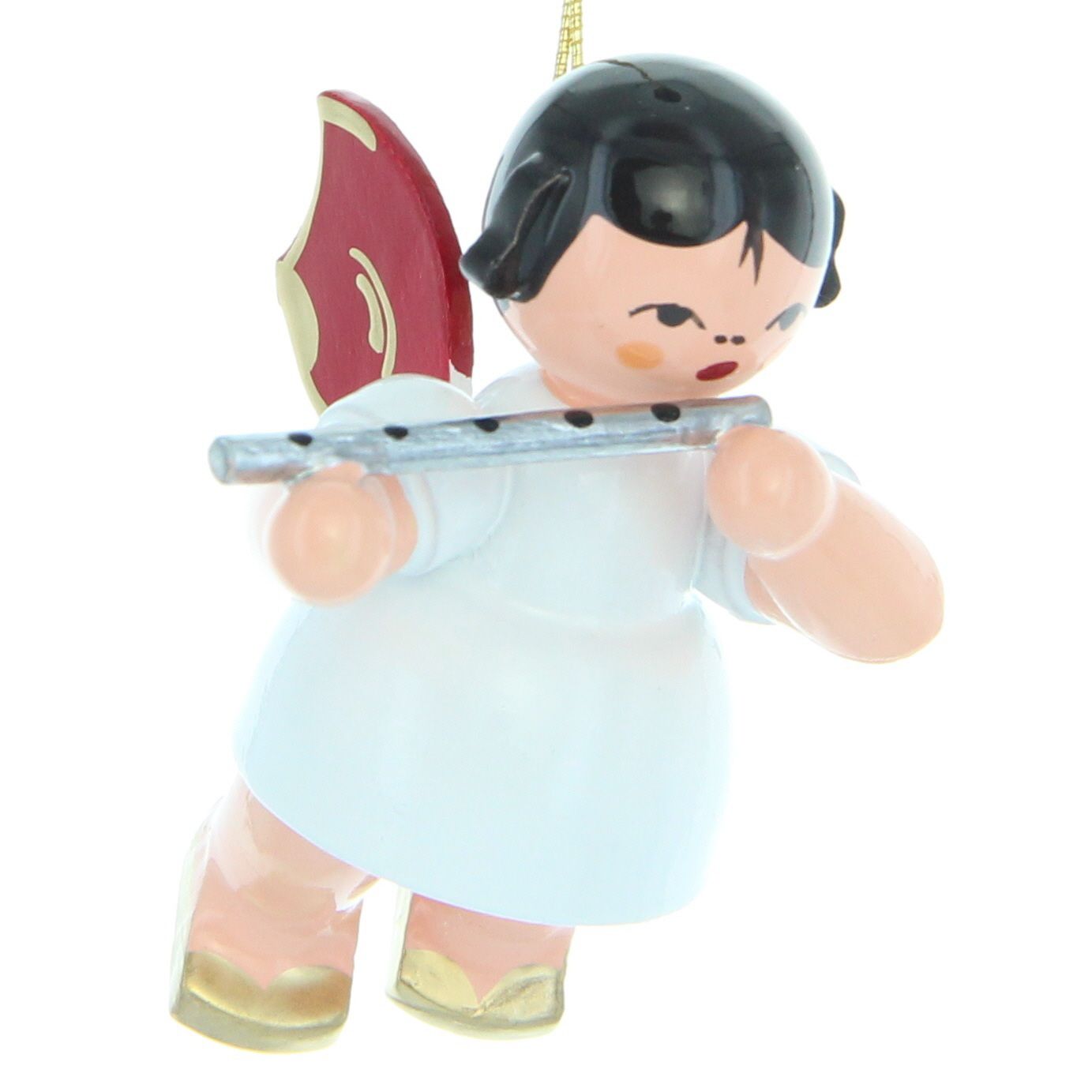 Schwebeengel mit Querflöte, rote Flügel