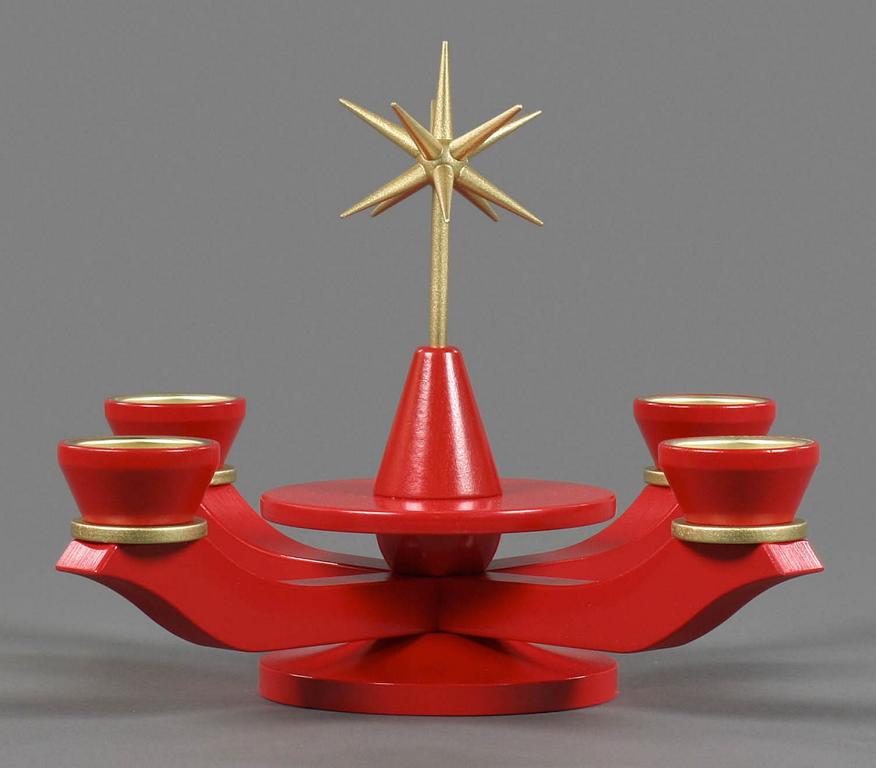 Adventsleuchter mit Stern, rot, für Teelichte
