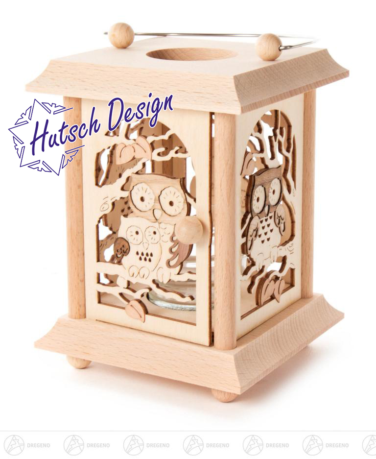 Tischlaterne Eule mit Glaseinsatz für Teelicht oder Votivkerze