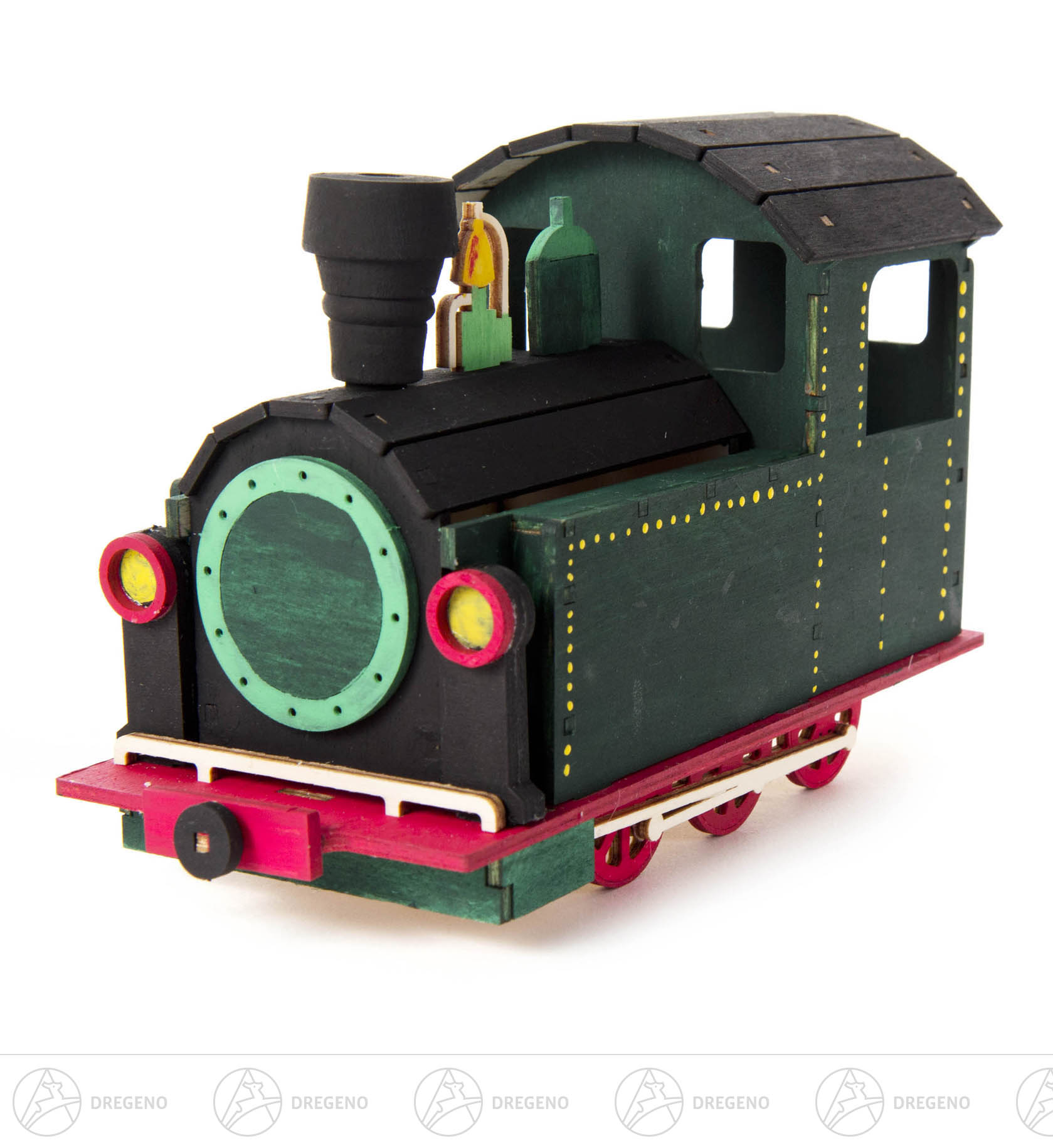 Bastelset Räucherhaus Lokomotive auf Platte 20x8x12cm