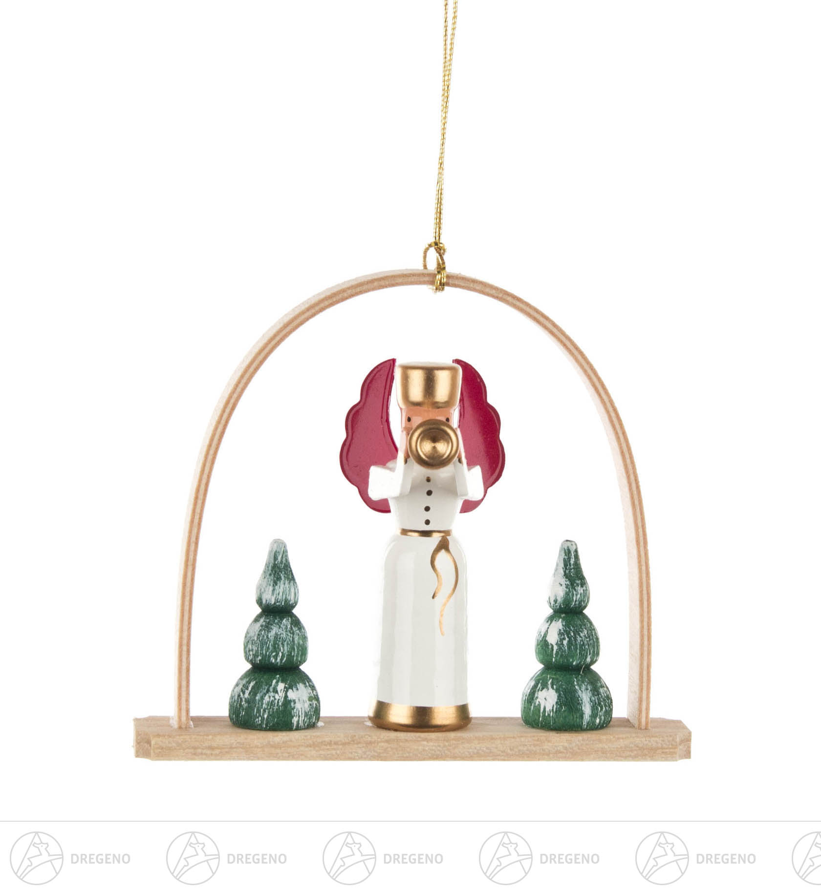 Behang Engel mit Trompete im Bogen 7cm