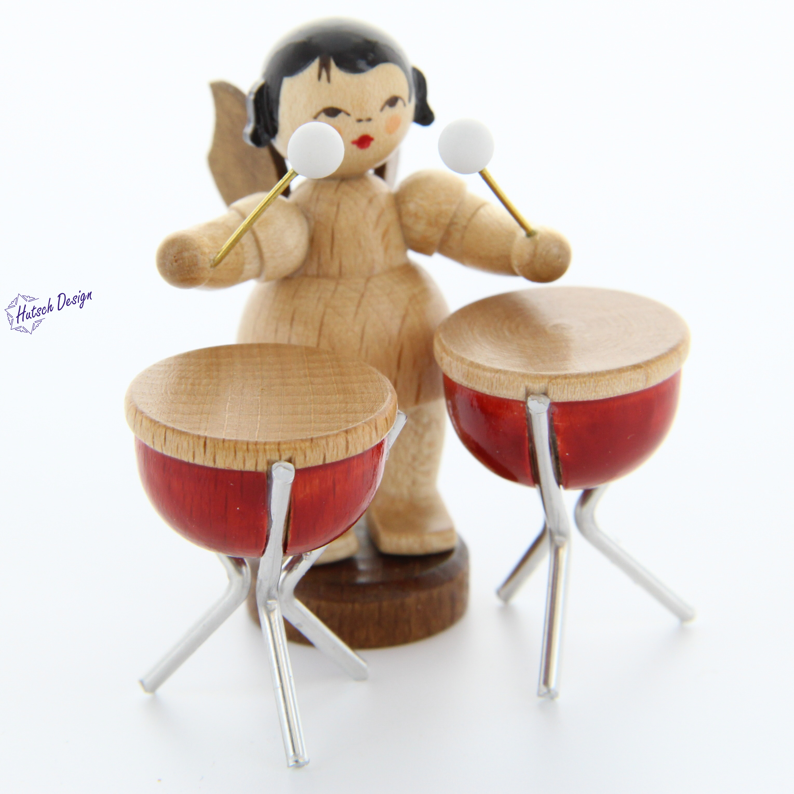 Engel stehend mit 2 Kesselpauken, natur