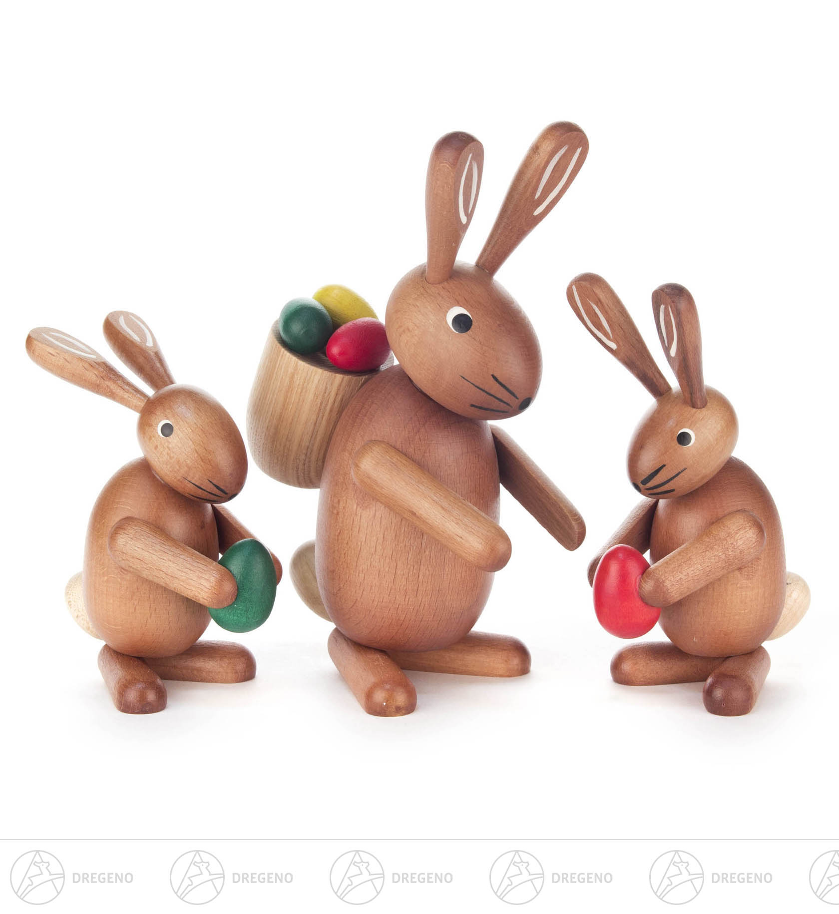 Hasentrio groß mit Eiern 17cm