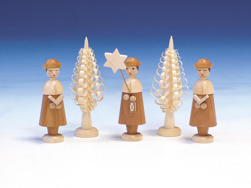 3 Kurrendesänger natur  Höhe 10 cm  mit 2 Spanbäumen ca. 10 cm 3 Kurrendesänger natur  Höhe 10 cm  mit 2 Spanbäumen ca. 10 cm