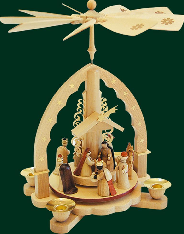 Pyramide Christi Geburt, helles Gehäuse  27 cm