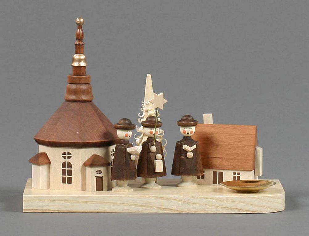 Kerzenhalter mit Seiffener Dorf und Kurrende klein