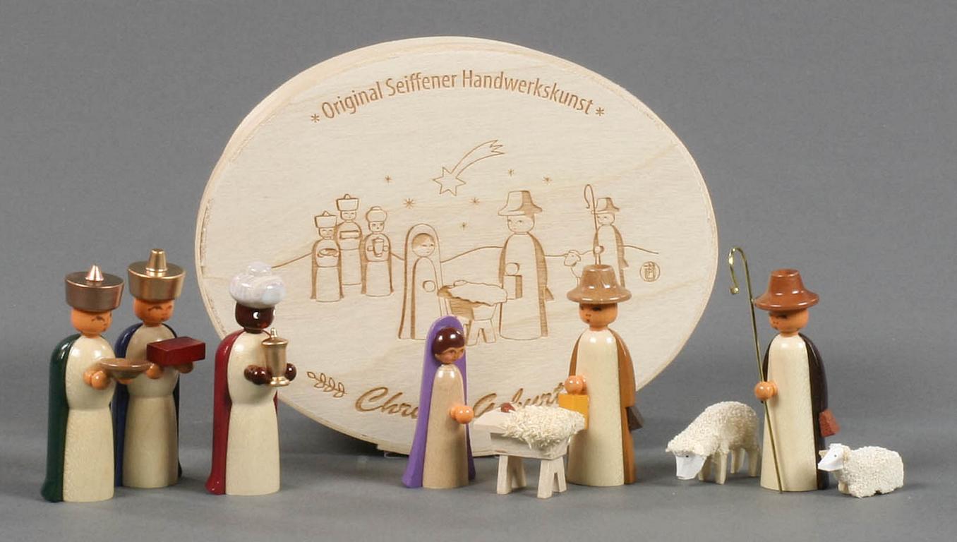 Krippefiguren in Spandose, farbig (9)