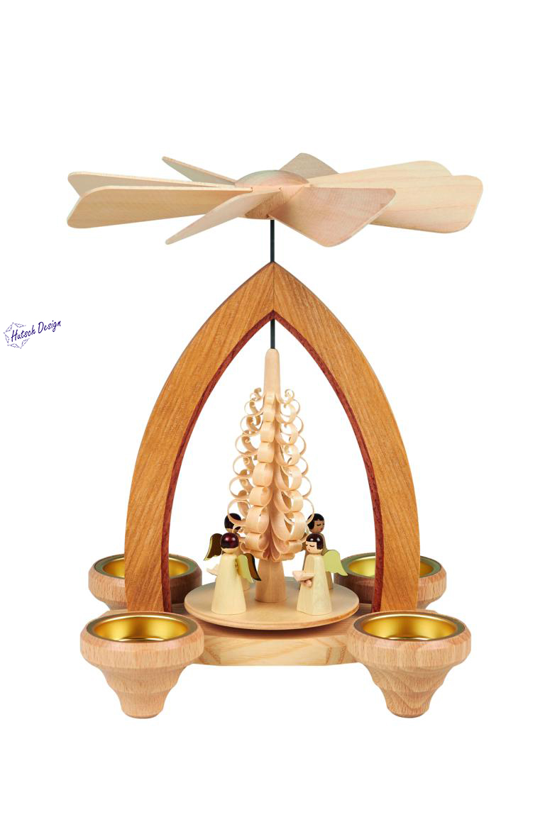 Teelichtpyramide mit Engel 26cm