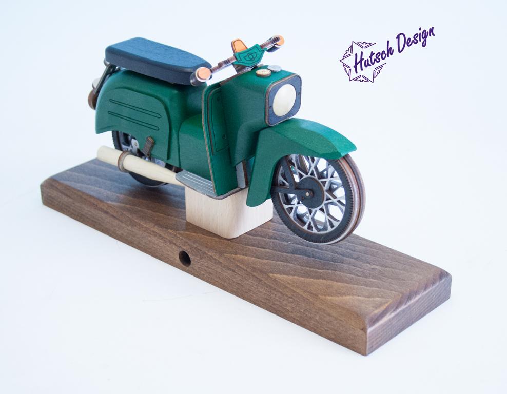 Billardgrüne Schwalbe Räuchermoped Simson  28x8x14,5cm