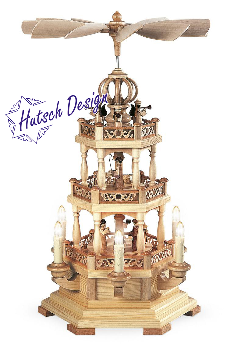 Pyramide Heilige Gesch. mit Engel 2-stöckig, natur