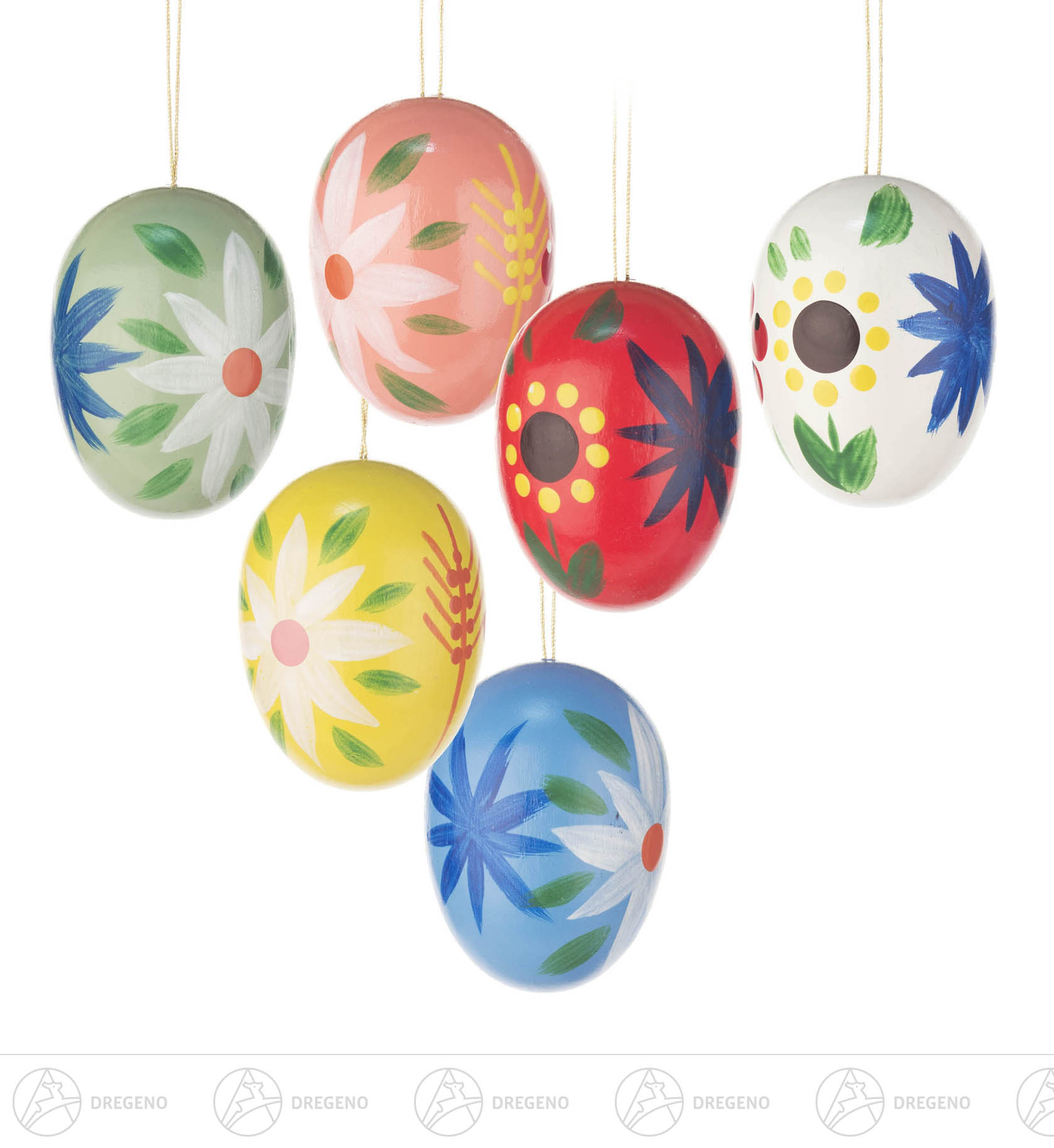 Behang Ostereier mit Blumenmotiven (6) 4cm