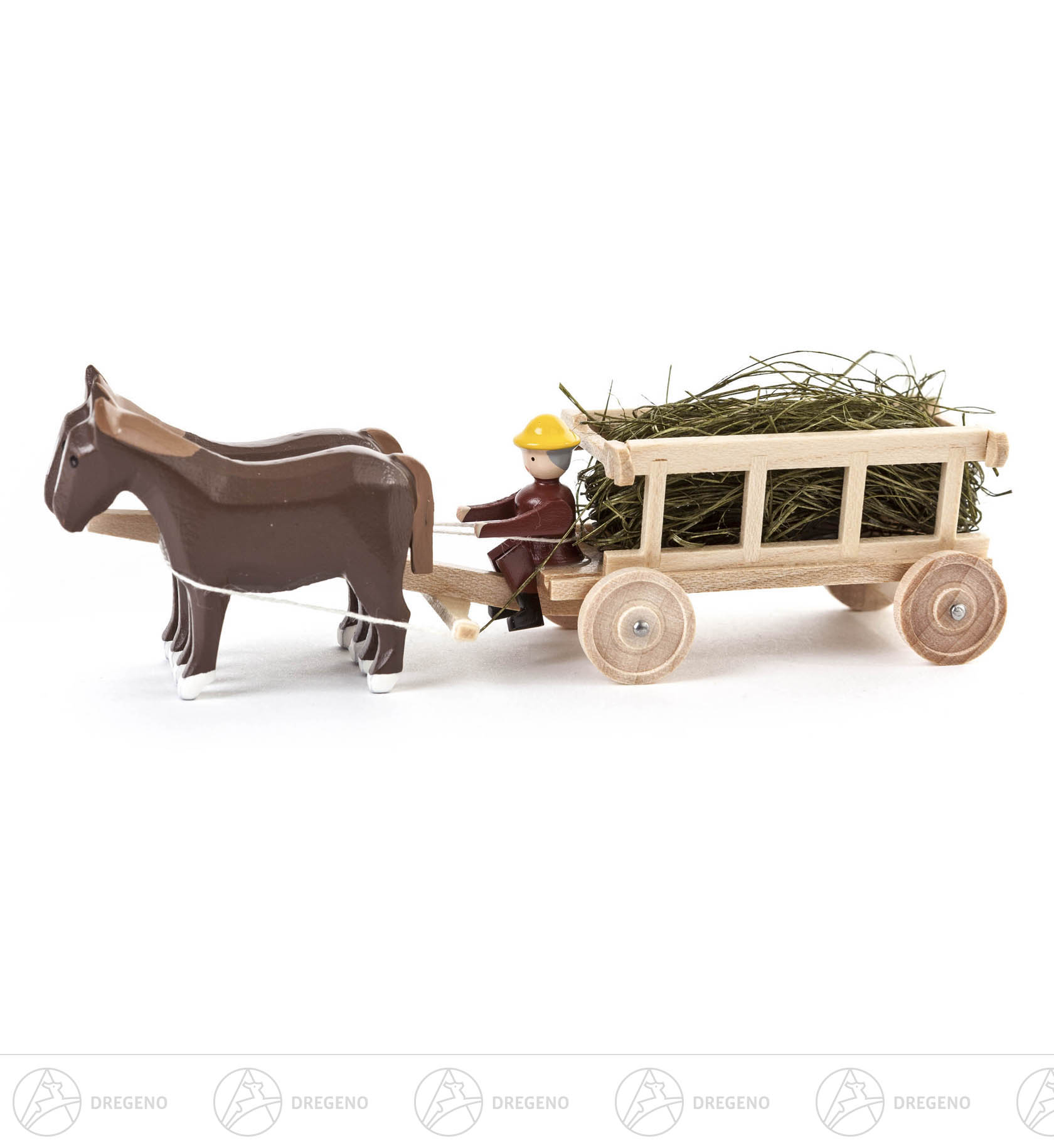 Gespann Pferde mit Leiterwagen und Heu