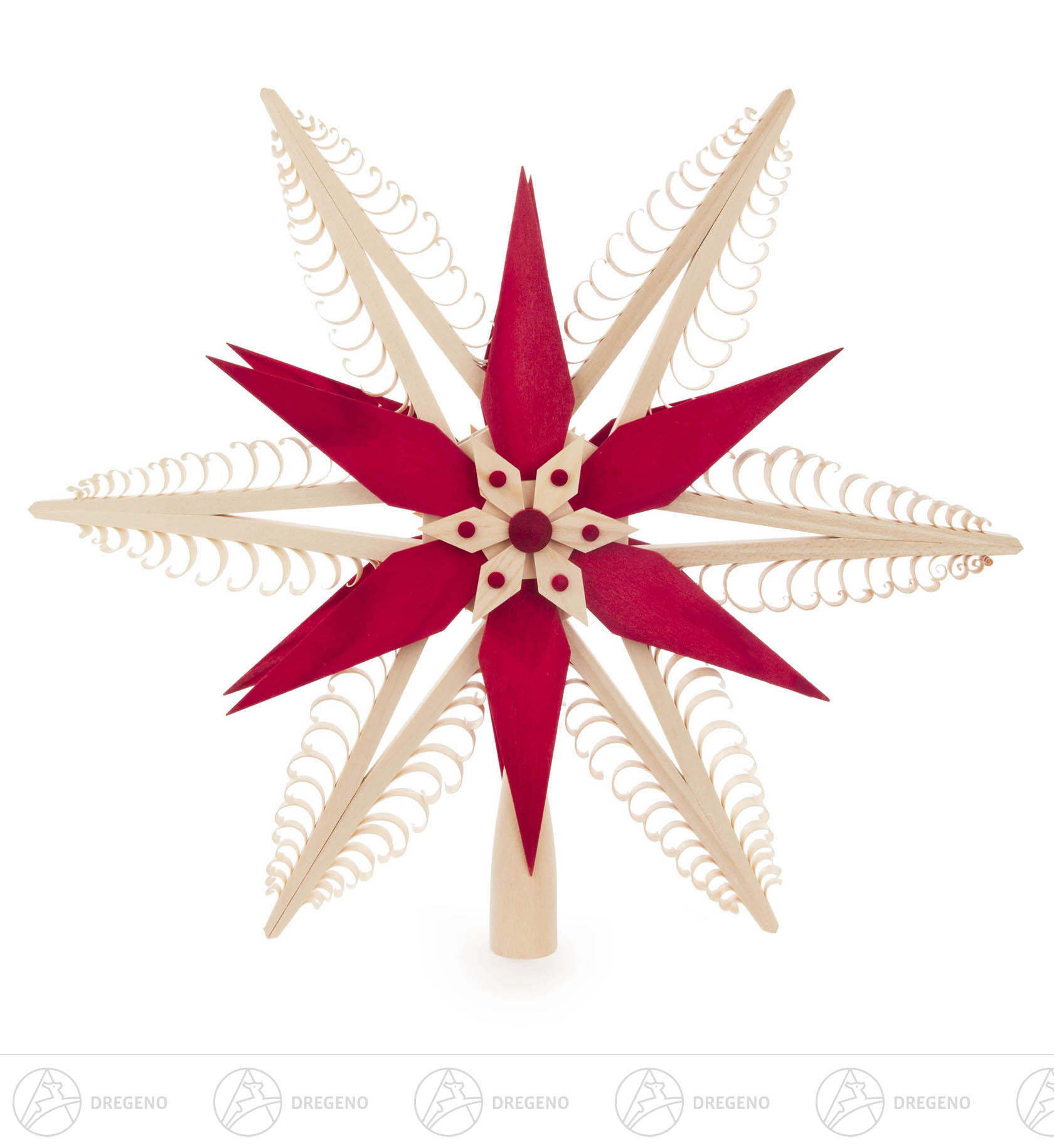 Christbaumspitze Spanstern rot/natur Durchmesser 31cm