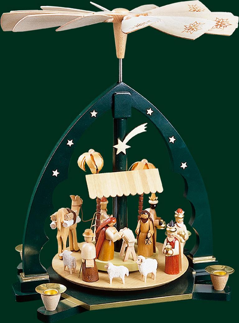 Pyramide Christi Geburt, grün 40 cm Pyramide Christi Geburt, grün 40 cm