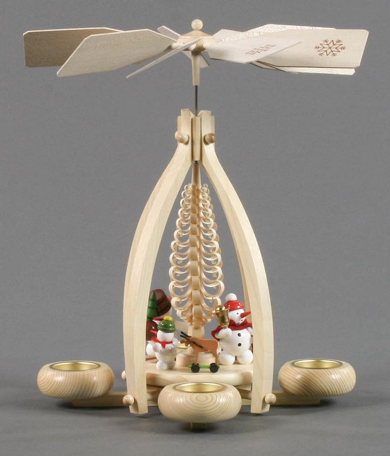 Pyramide mit Schneemännern, für Teelichte