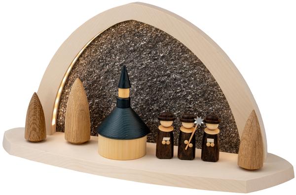 Gesteinsbogen 21x40x13cm natur LED beleuchtet Seiffener Kirche