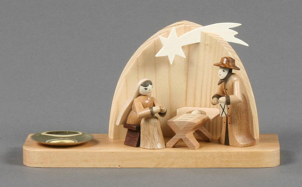 Kerzenhalter mit Weihnachtskrippe für Kerze d14mm