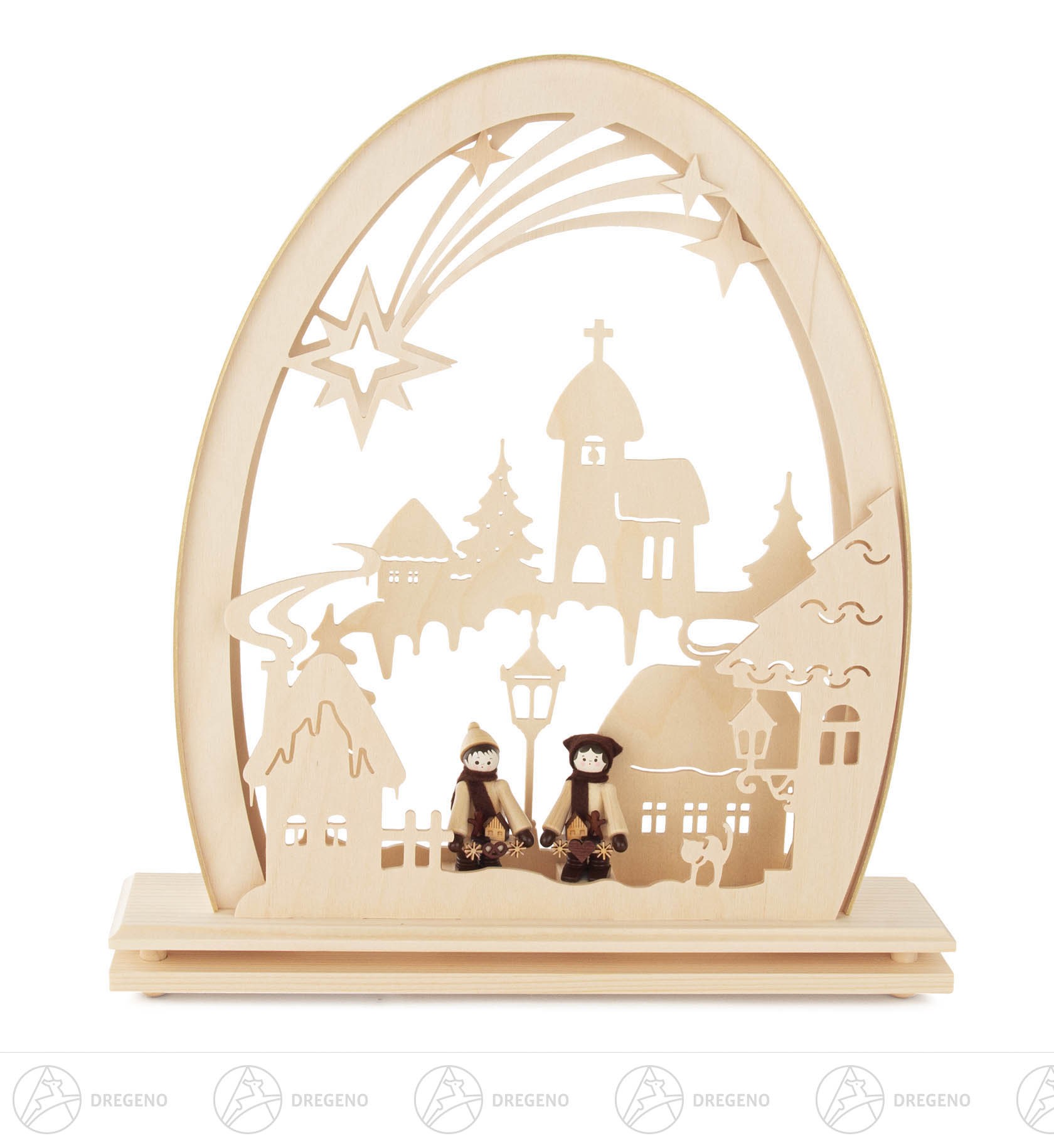 Erzgebirgsbogen Winterdorf elektrisch beleuchtet LED 23x30cm