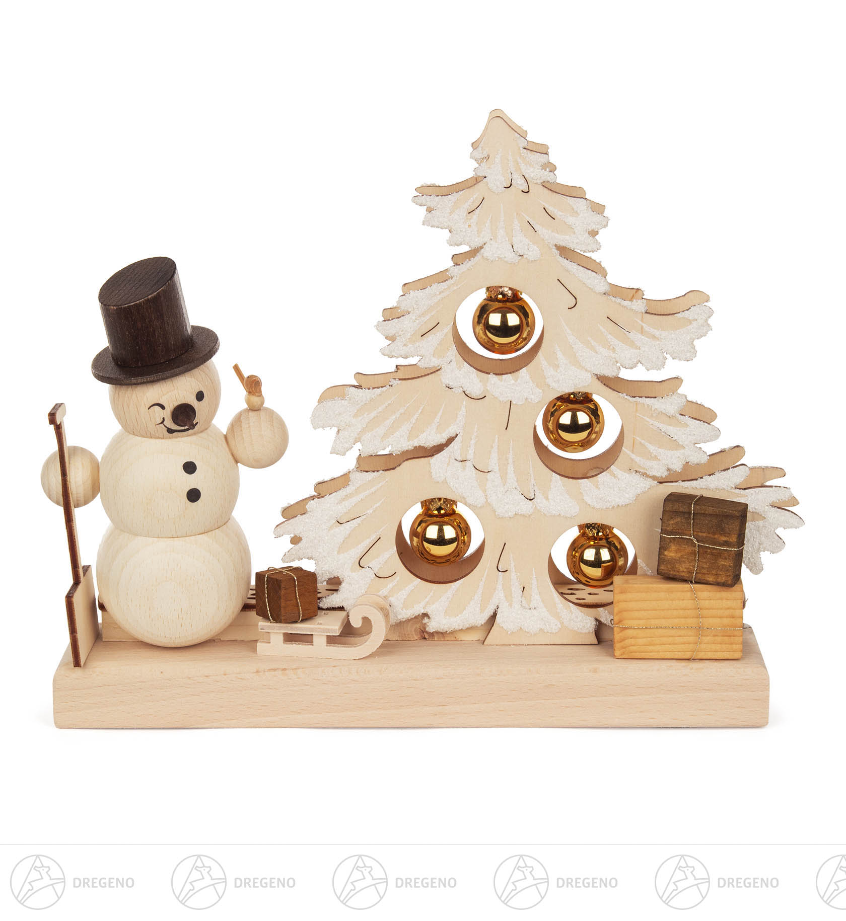 Kleiner Tannenbaum mit Schneemann und LED-Beleuchtung 19x23cm