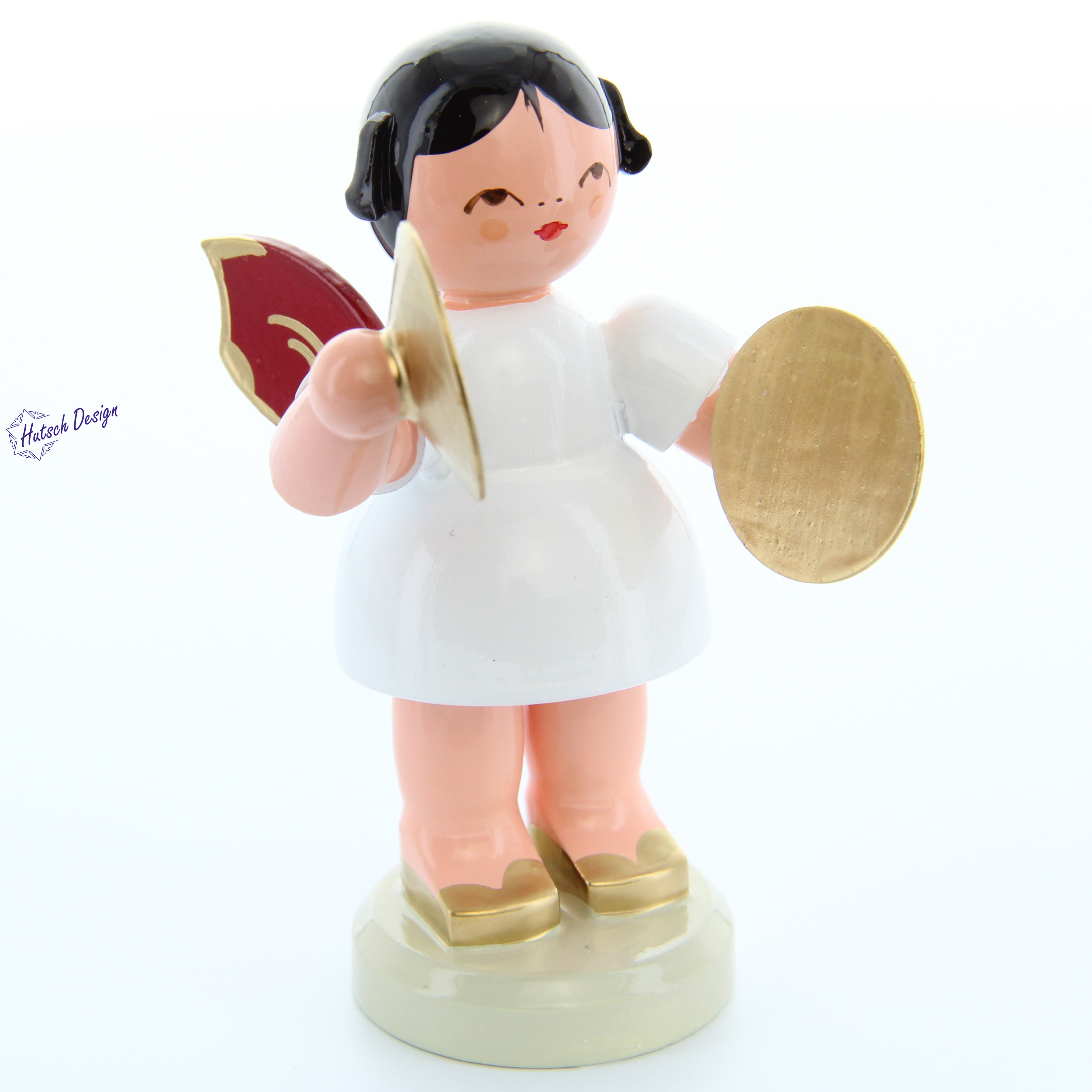 Engel stehend groß mit Becken, rote Flügel