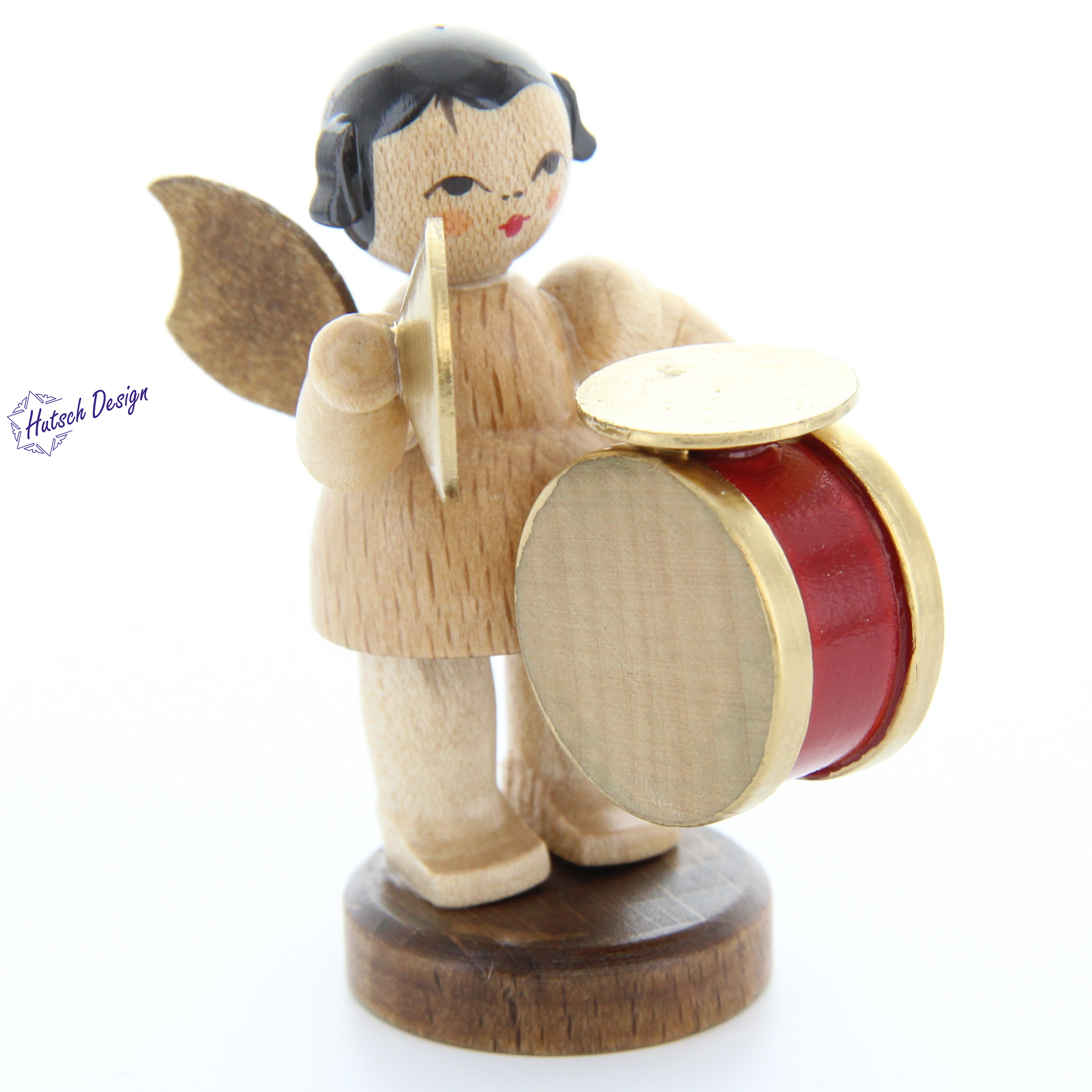 Engel stehend mit Bauchtrommel und Becken, natur