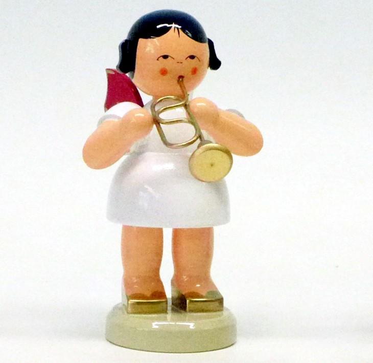 Engel stehend groß mit Flügelhorn, rote Flügel