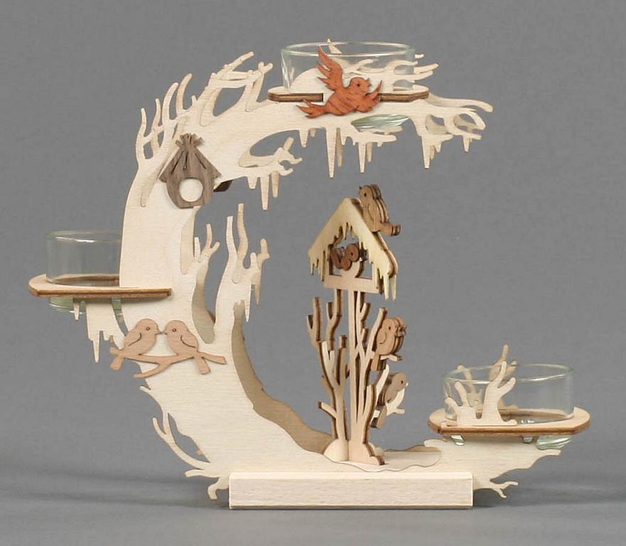 Teelichtkranz Vogelhaus