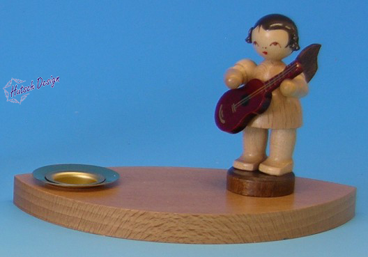 Kerzenhalter natur Engel mit Gitarre, naturfarben