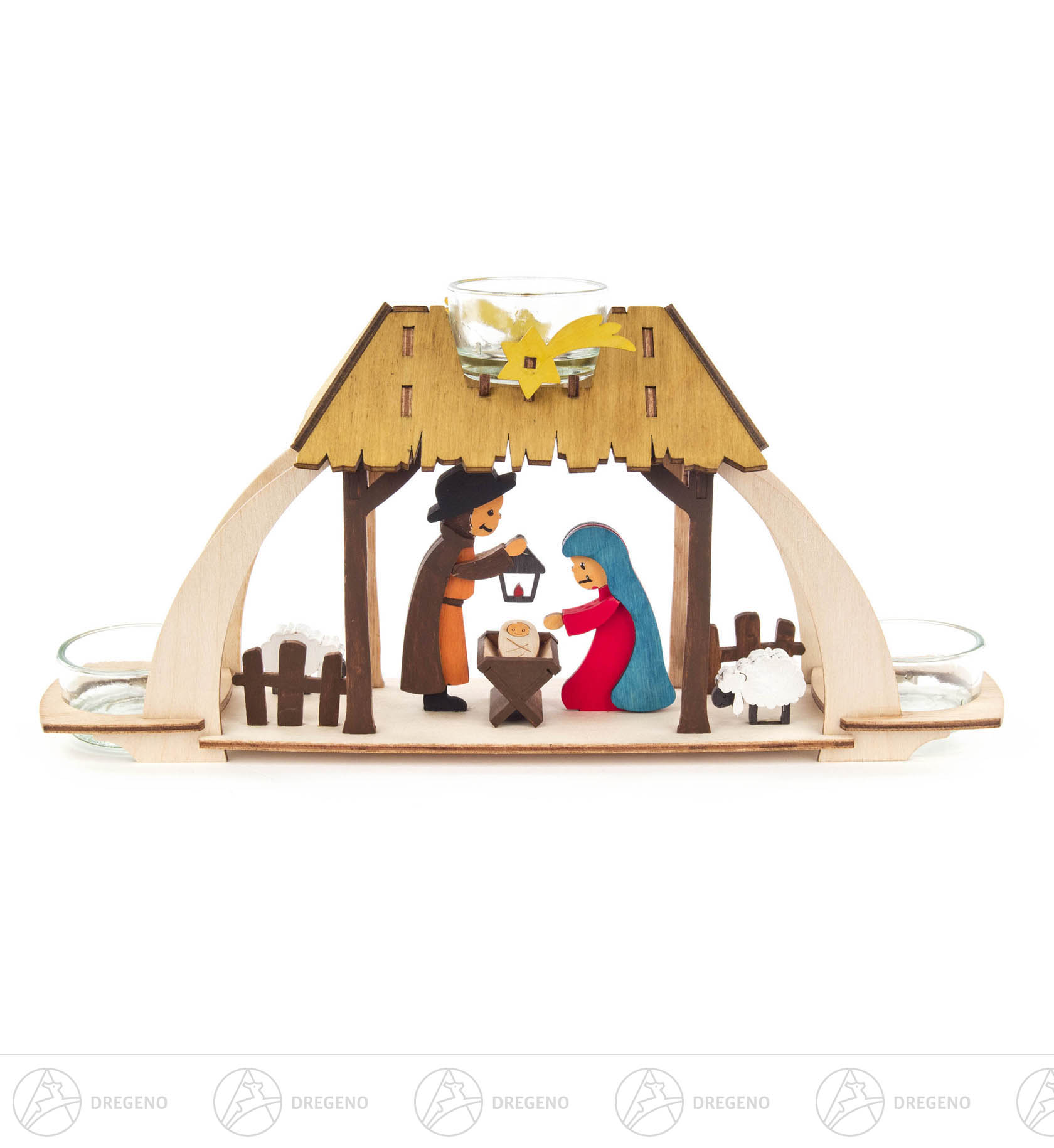 Bastelset Teelichtbogen mit Krippe 13x27cm