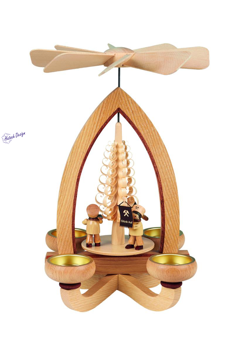 Teelichtpyramide mit Bergmannszug 28cm