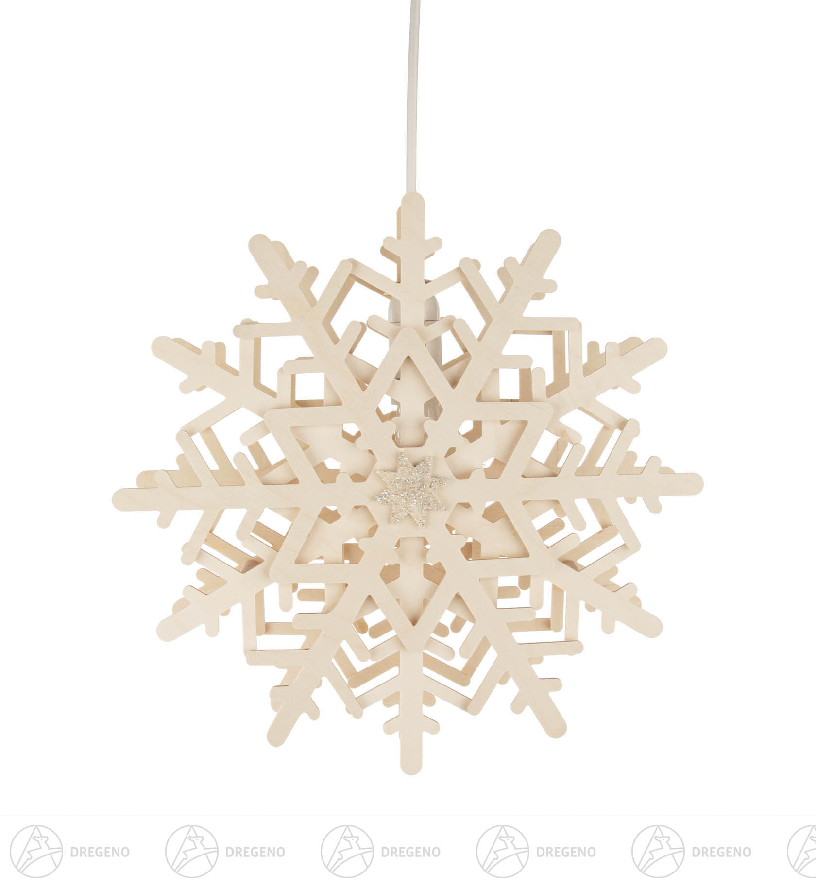 Fensterbild Schneekristall mit elektrischer Beleuchtung 29cm