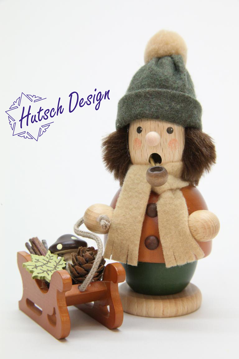 Räuchermann Bub mit Schlitten 14,0 cm
