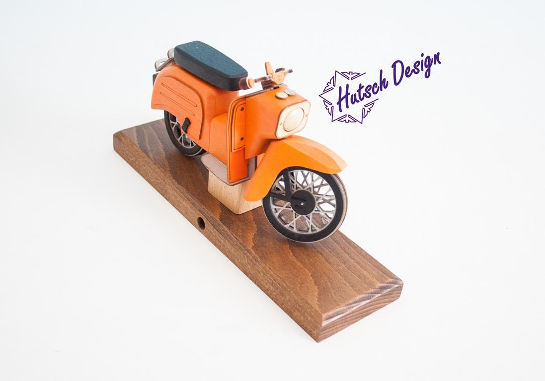 Verkehrsorange Schwalbe Räuchermoped Simson   28x8x14,5cm #1