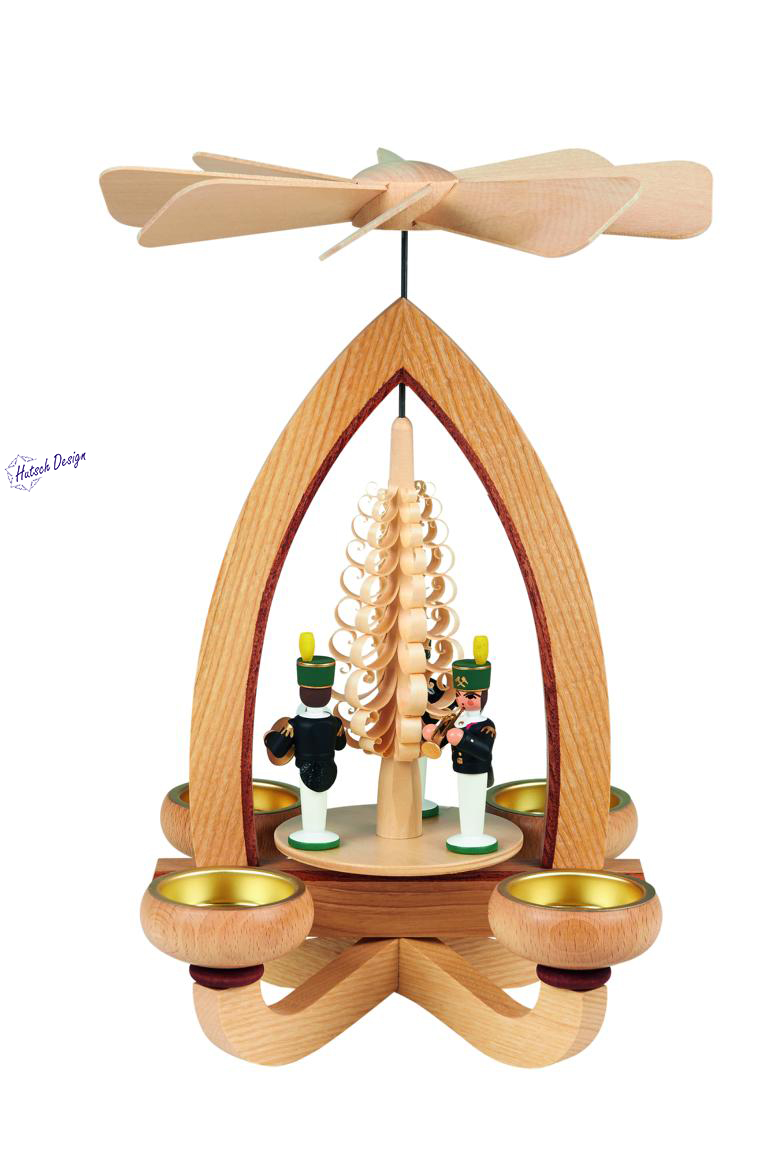 Teelichtpyramide mit Bergleute farbig 28cm Teelichtpyramide mit Bergleute farbig 28cm