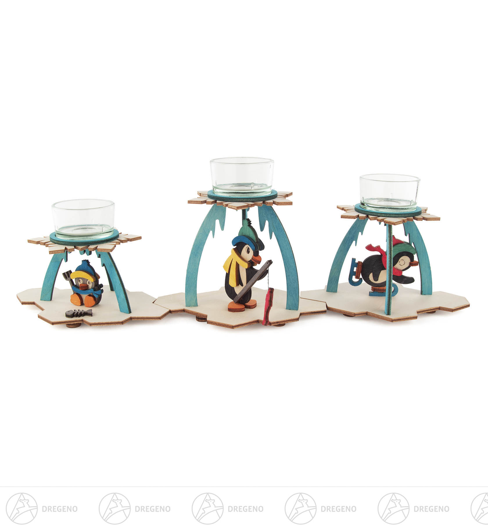 Bastelset Teelichthalter 3 Pinguine 12x13cm