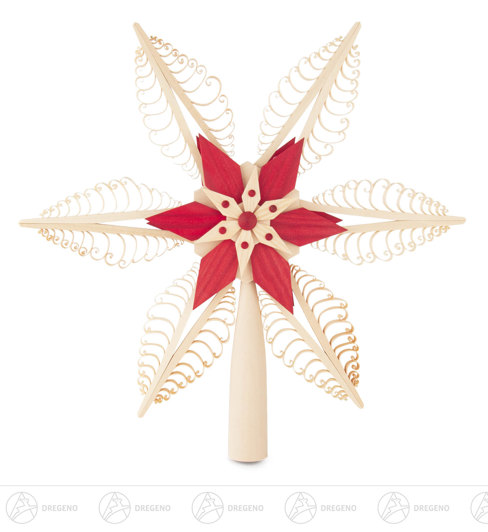 Christbaumspitze Spanstern rot-natur mit elektr.Beleuchtung Durchmesser 32cm Christbaumspitze Spanstern rot-natur mit elektr.Beleuchtung Durchmesser 32cm