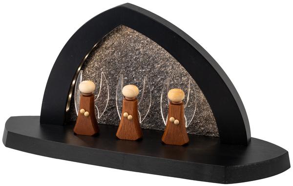 Gesteinsbogen 15x31x11cm anthrazit LED beleuchtet Engel natur