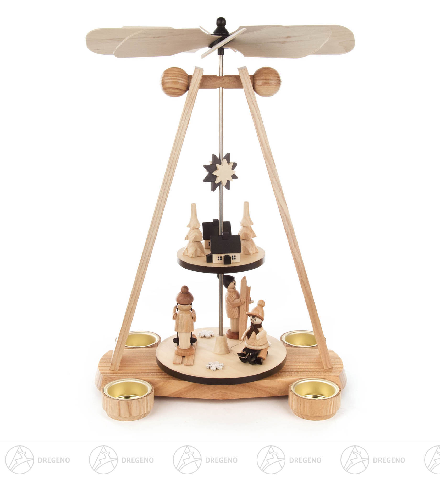 Pyramide Winterzeit natur, 2-stöckig für Teelichte Pyramide Winterzeit natur, 2-stöckig für Teelichte