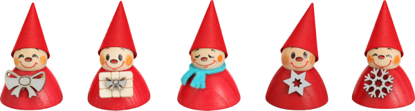Weihnachts-Wippel, 5er Satz 4cm