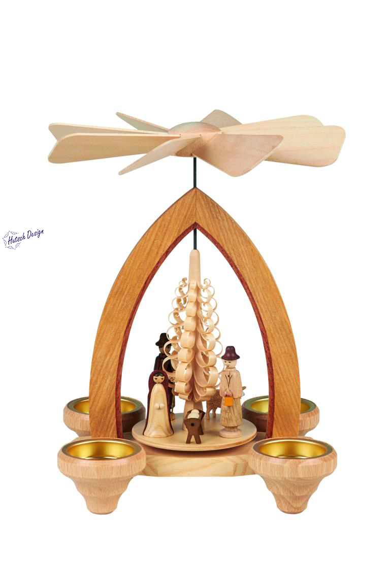 Teelichtpyramide mit Christi Geburt 26cm