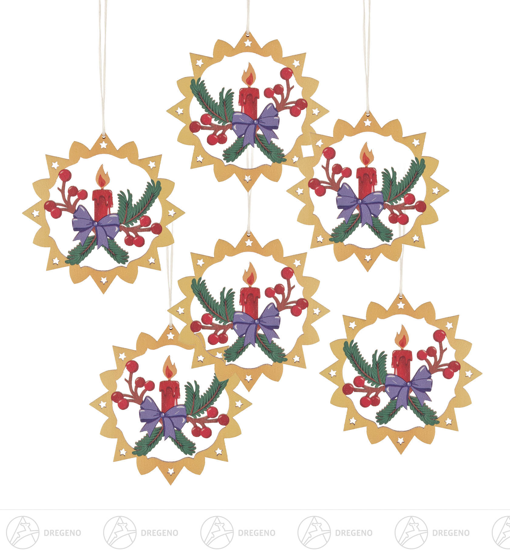 Behang Kerze bunt (VE 6) 6cm