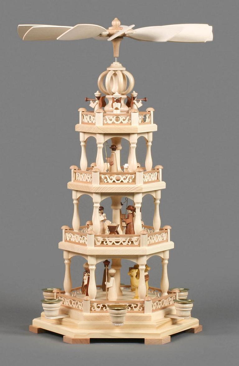 Pyramide mit Christi Geburt, 3-stöckig, für Kerzen d14mm