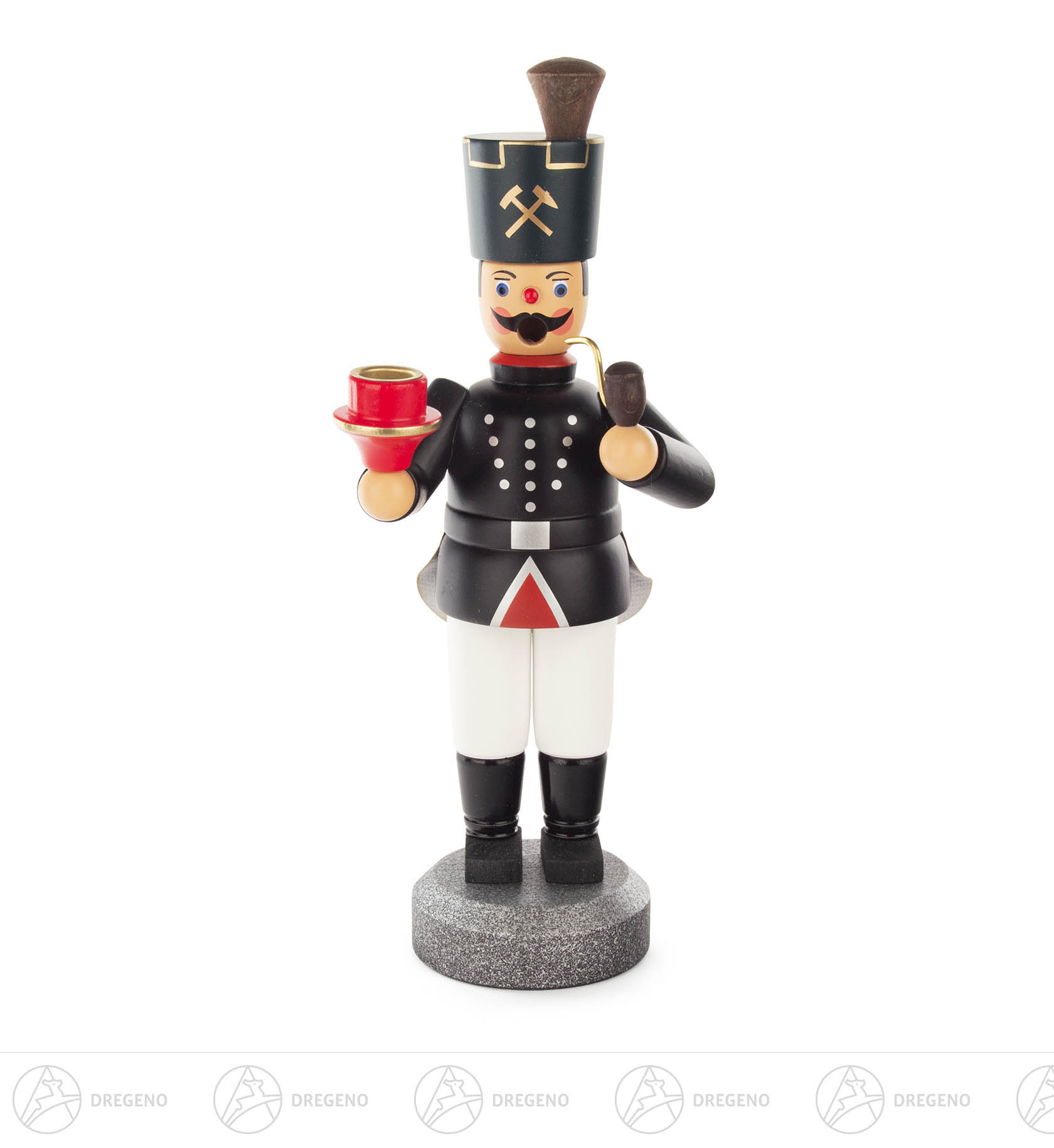 Räuchermann Bergmann mit Kerzenhalter für Kerzen d14mm