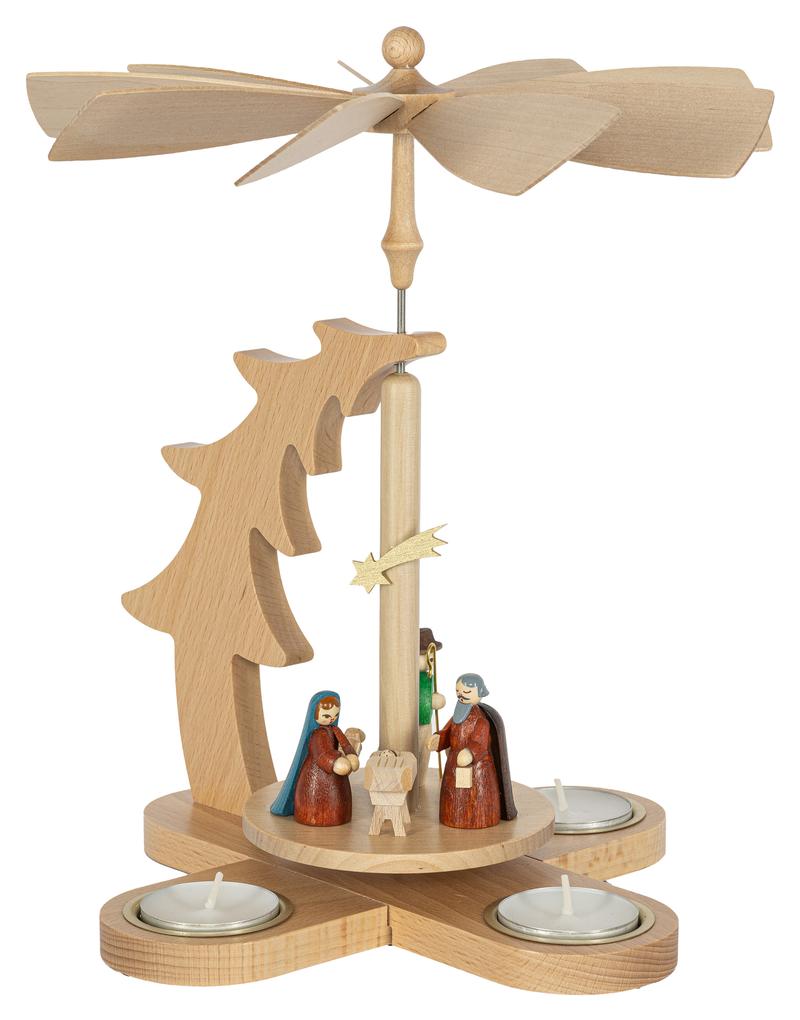 Tannenpyramide Christi Geburt für Teelichte 27cm