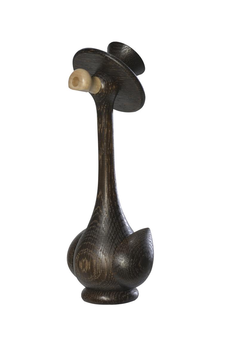 Ente Gustav Eiche, Farbton Mooreiche, mini 17cm  nur mit Mini-Räucherkerzen betreiben, 17 cm