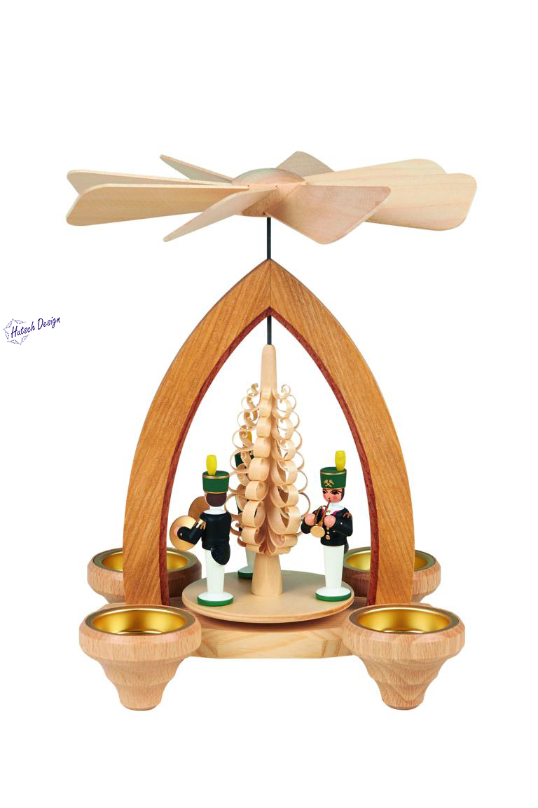 Teelichtpyramide mit Bergleute farbig 26cm