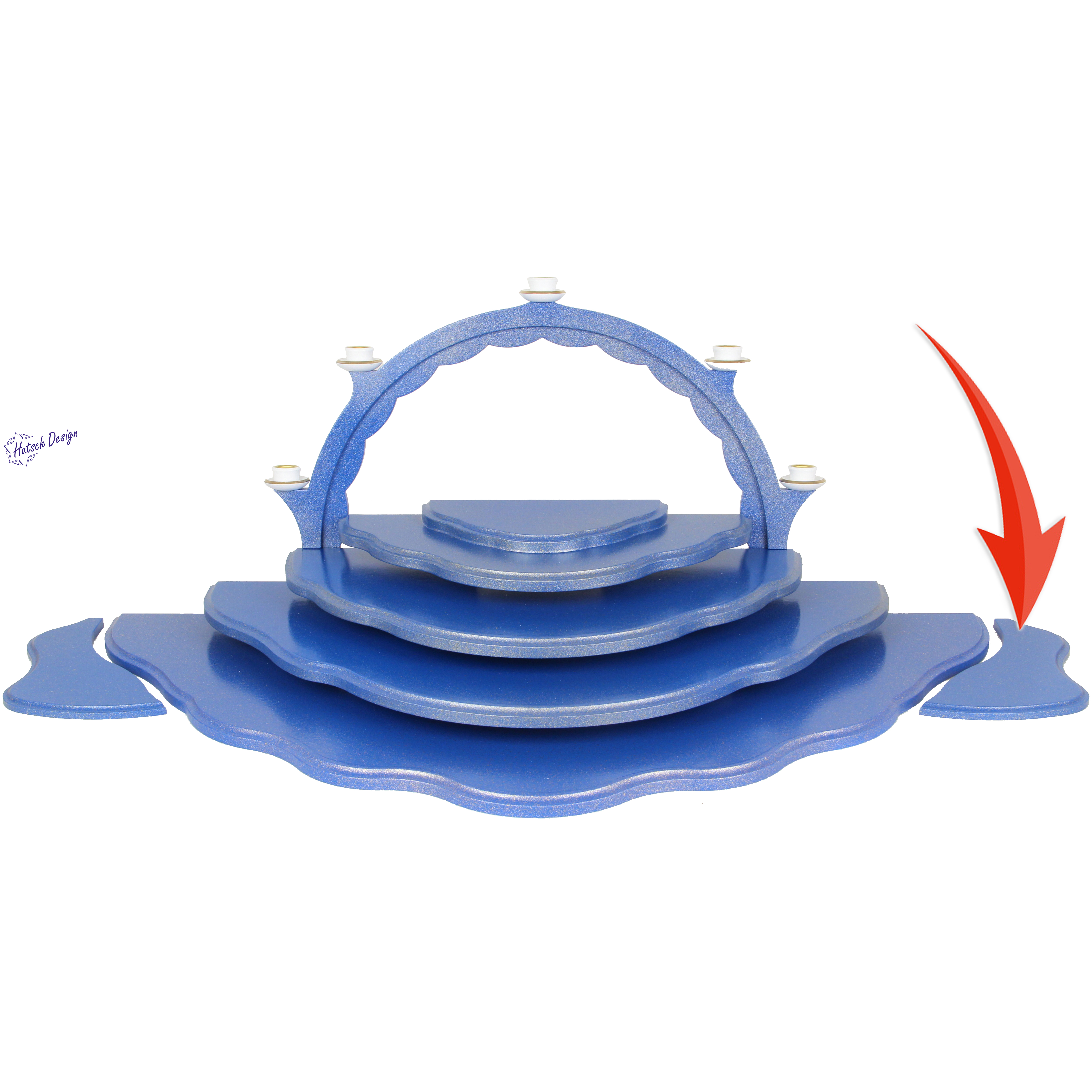 Seitenteil für Etage 4 rechts, blau/gold