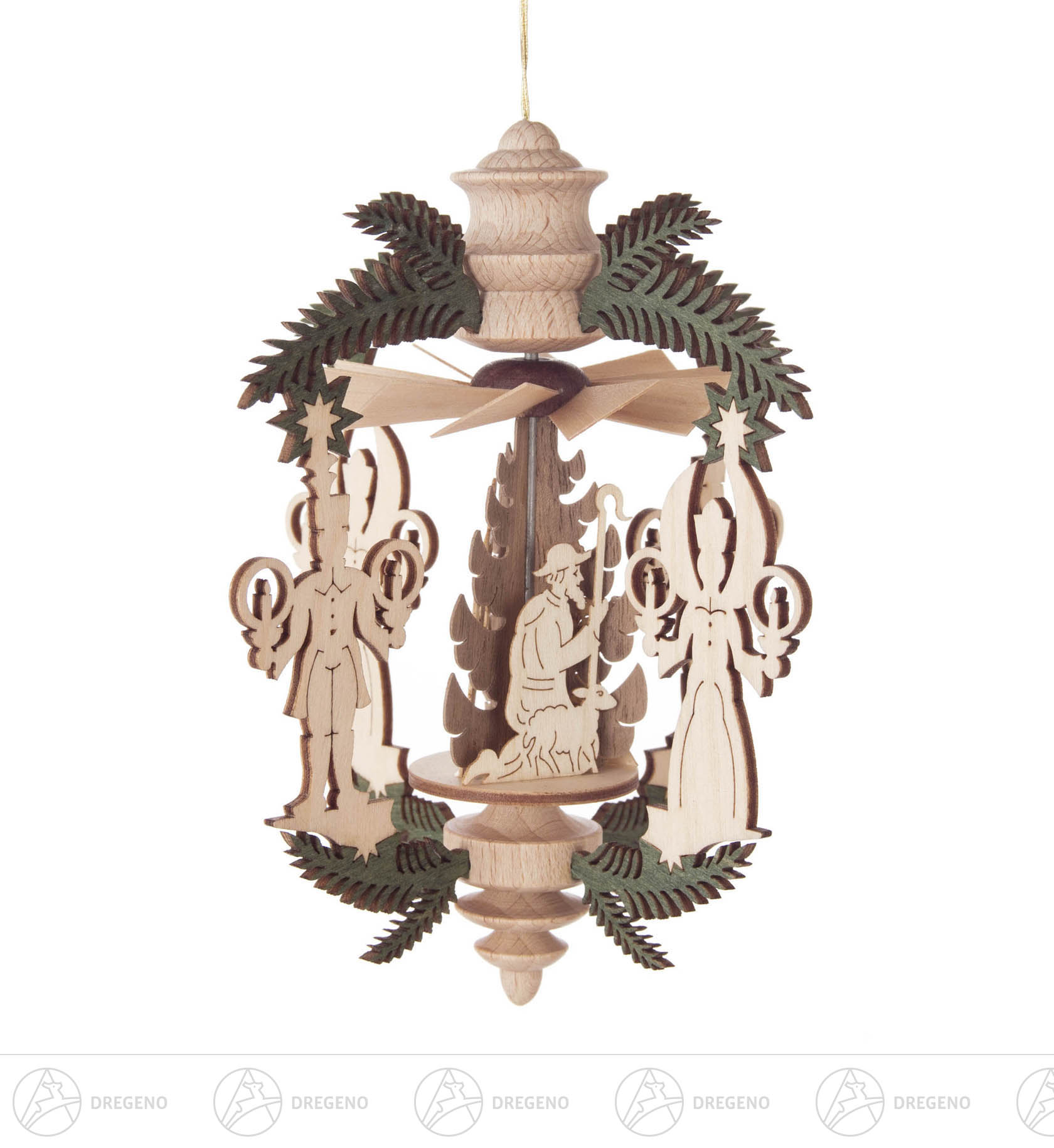 Wärmespiel Zweig Engel und Bergmann/Christi Geburt, zum Hängen 10cm